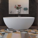 oval freestanding stone resin bathtub