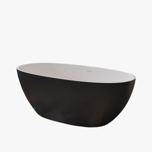 black oval freestanding stone resin bathtub