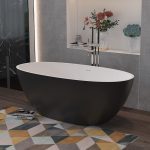 black oval freestanding stone resin bathtub