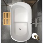 Japanese style stone resin soaking bathtub