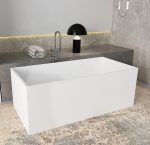 white rectangular stone resin bathtub