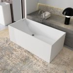 white rectangular stone resin bathtub