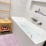 white rectangular stone resin bathtub