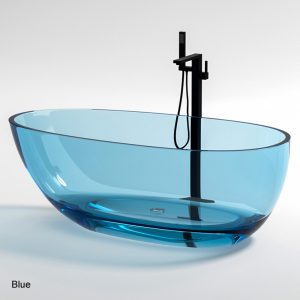 blue color egg shaped clear resin bathtub