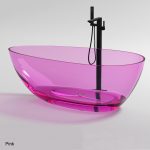 pink color egg shaped clear resin bathtub