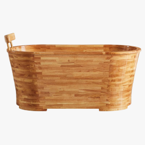 oval wooden bathtub