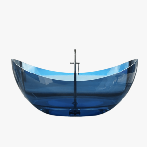 blue oval clear resin bathtub