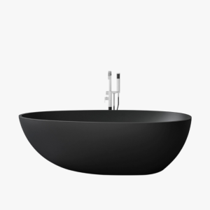 black egg-shaped stone resin bathtub