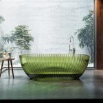 green oval transparent resin bathtub