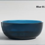 blue round transparent resin bathtub