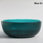 blue round transparent resin bathtub