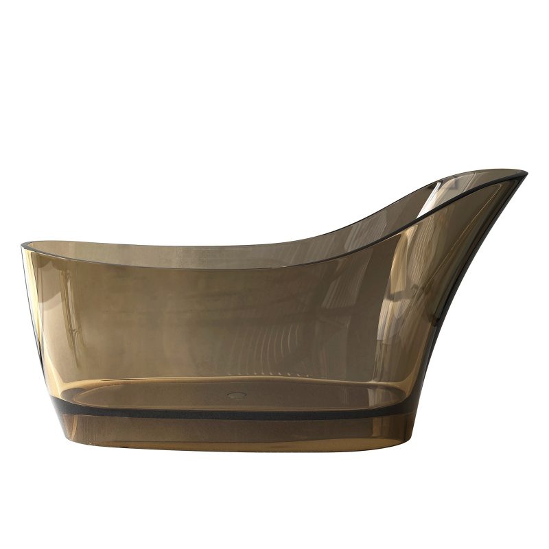 brown transparent resin bathtub with high backrest