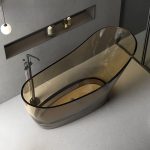 brown transparent resin bathtub with high backrest