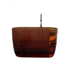 compact oval transparent resin bathtub brown color