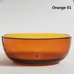 orange round transparent resin bathtub