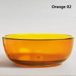 orange round transparent resin bathtub