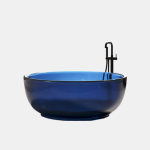 blue round transparent resin bathtub