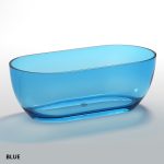 oval transparent bathtub blue color