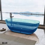 oval transparent resin bathtub blue color