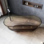 oval transparent resin bathtub brown color