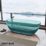 oval transparent resin bathtub blue color