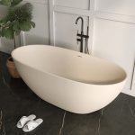 beige oval stone resin bathtub