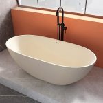 beige oval stone resin bathtub