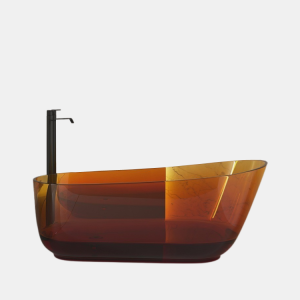 Bateau en forme de baignoire en résine transparente couleur marron