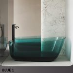 boat shaped transparent resin bathtub blue color