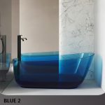 boat shaped transparent resin bathtub blue color