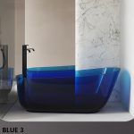 boat shaped transparent resin bathtub blue color