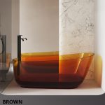 boat shaped transparent resin bathtub brown color