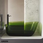 boat shaped transparent resin bathtub green color