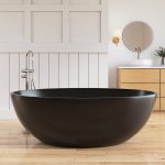 extra wide black oval stone resin bathtub