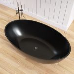 extra wide black oval stone resin bathtub