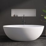 extra wide white oval stone resin bathtub