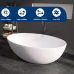 extra wide white oval stone resin bathtub