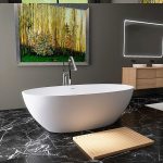 extra wide white oval stone resin bathtub