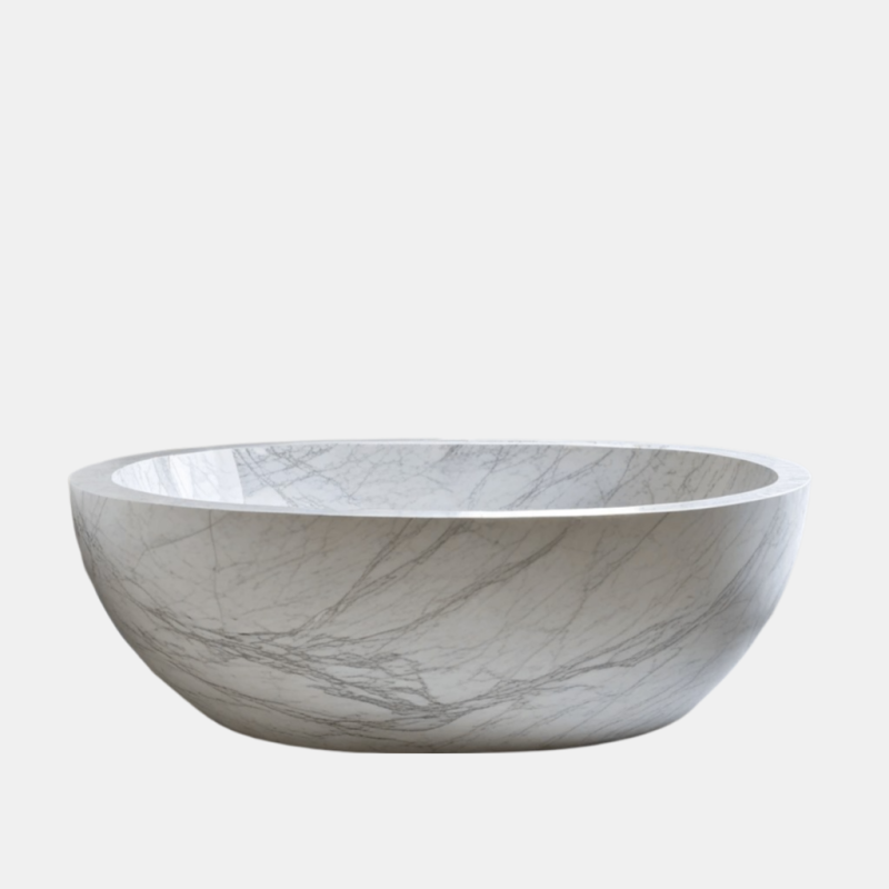 Bak mandi marmer bianco carrara oval