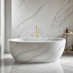 ovale badewanne aus carrara-marmor bianco