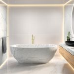 oval bianco carrara marble bathtub