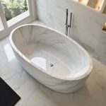 Bak mandi marmer bianco carrara oval