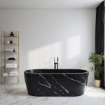 owalna wanna z marmuru nero marquina