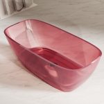 Pink rectangular transparent resin bathtub