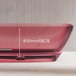 Pink rectangular transparent resin bathtub