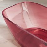 Pink rectangular transparent resin bathtub