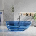 egg-shaped transparent resin bathtub blue color